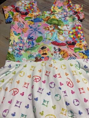 Girls' Rainbow Character Print Skater Dress - White & Multicolor